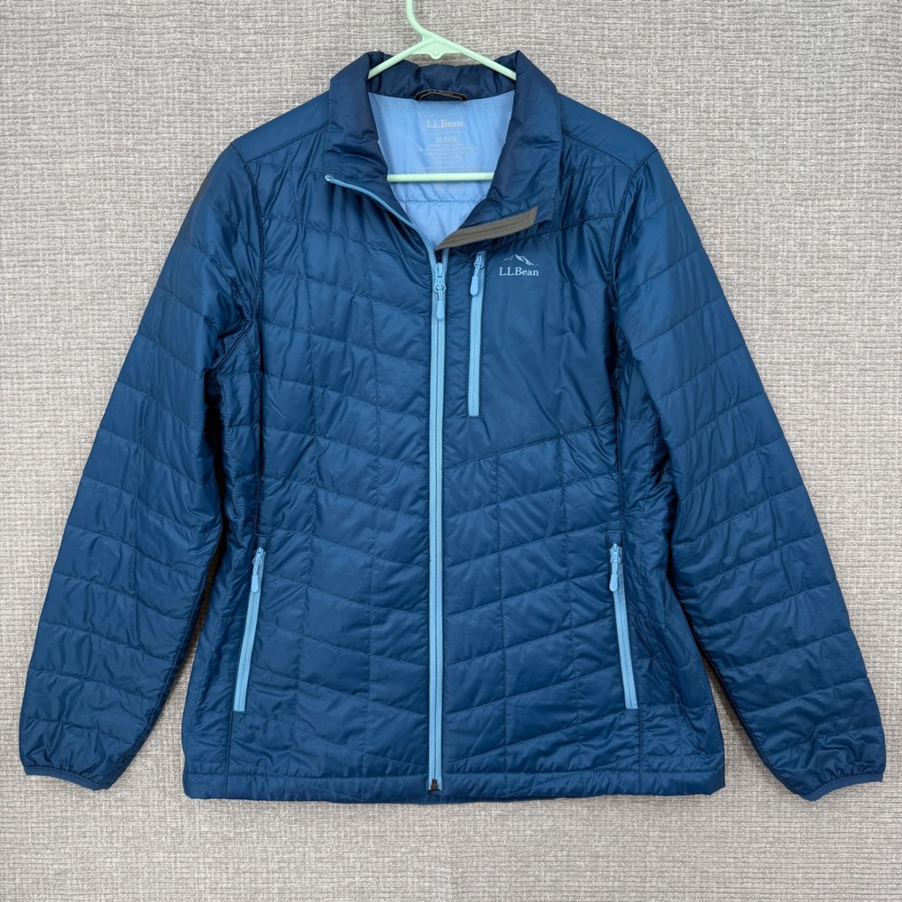 LL Bean PrimaLoft Packaway Jacket Women M Blue Quilted Puffer Gorpcore